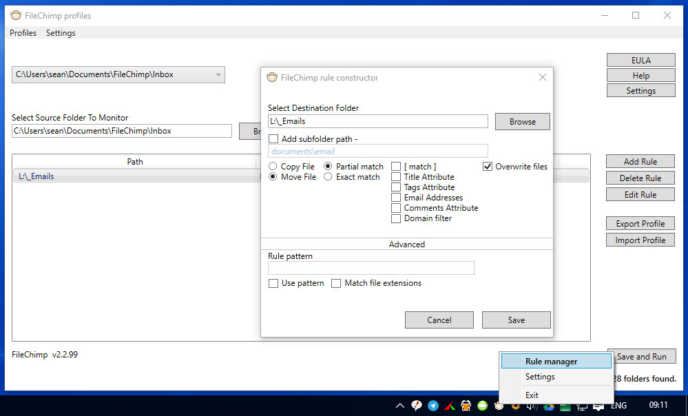 outlook rule from domain to folder